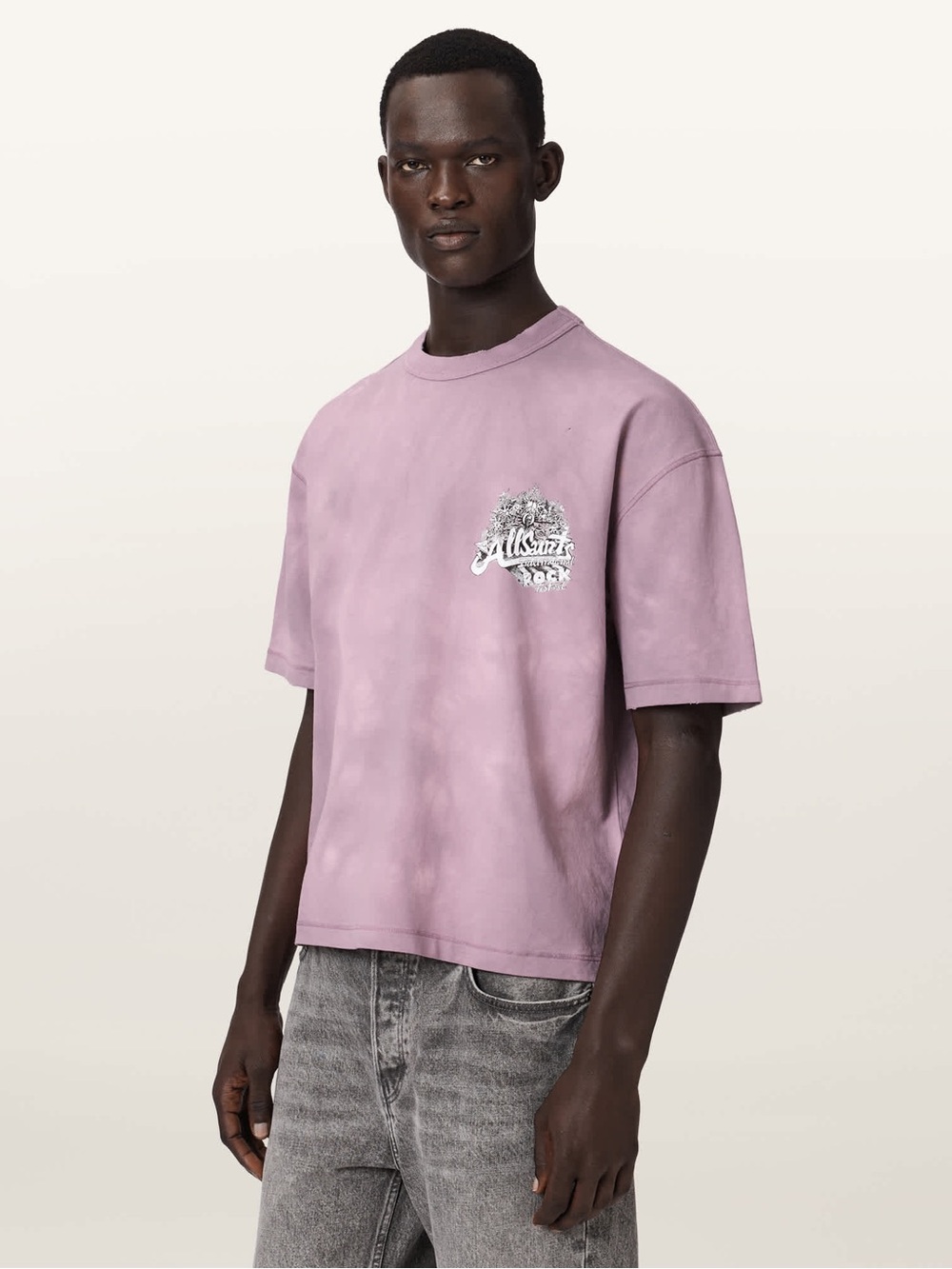 AllSaints Lavender-Pink Graphic Short Sleeve Tee